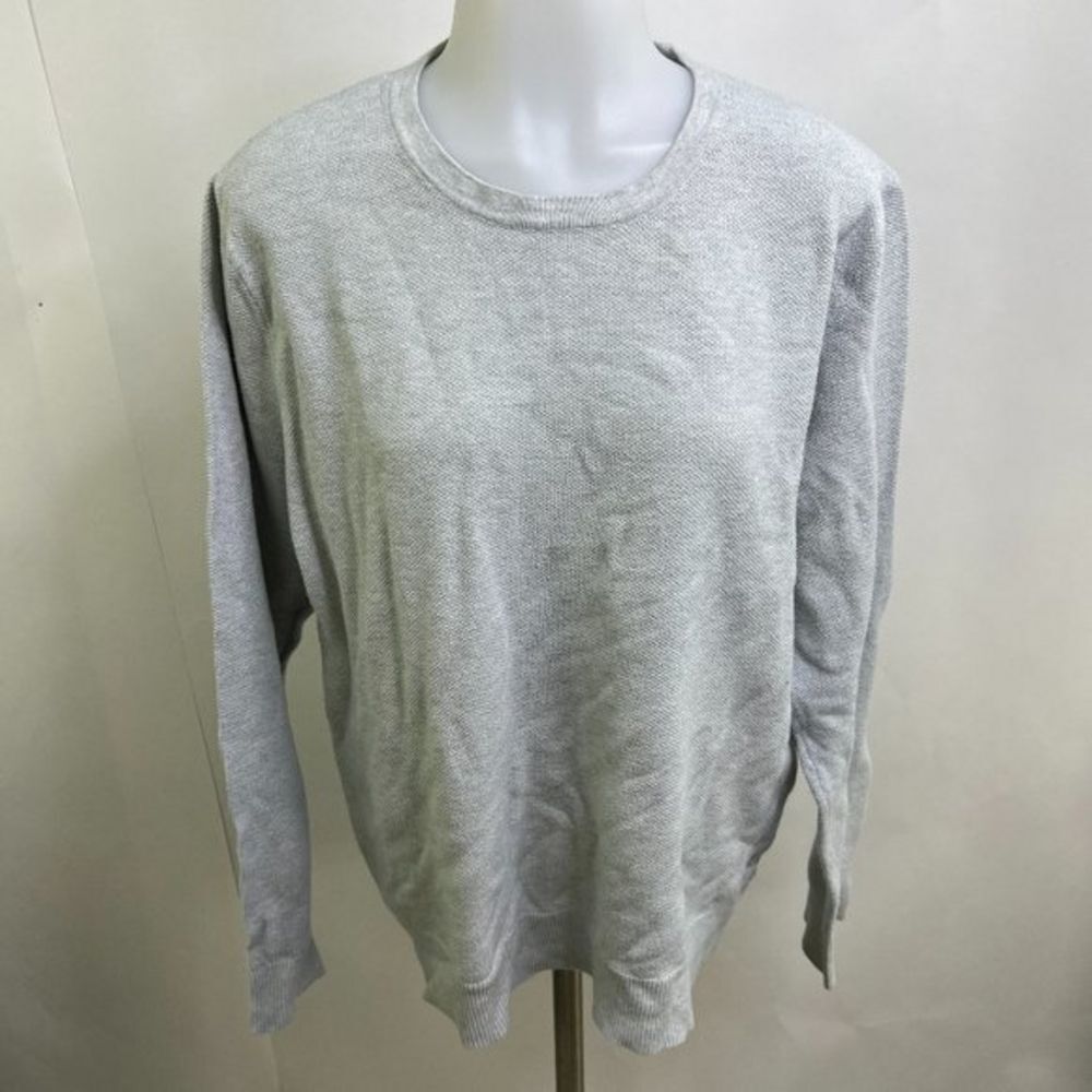 J. Crew Mercantile Cotton Pique Crewneck Sweater Long Sleeve Knitted Gray L Mens